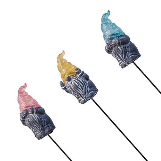 3 Pcs Gnome Garden Hear See Speak Stakes Resin Miniature No Evil Gnome