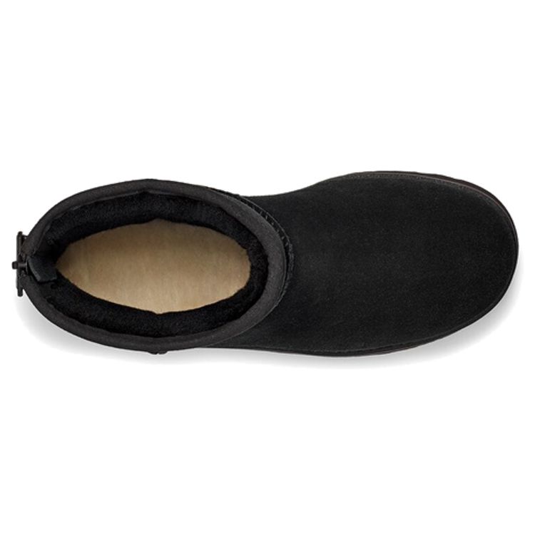 UGG Классический мини-ботинок с логотипом на молнии, черный цвет (Женский) Женские кроссовки 1122671-BLK