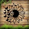 Butterfly Sunflower Wall Decor – Metal Wall Hanging, Modern Art for Birthday Parties, Stylish Room and Outdoor Home Decor