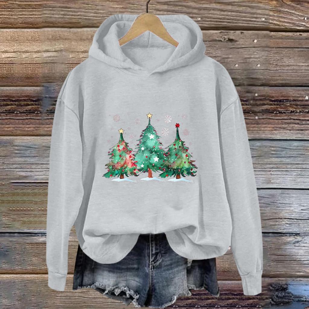 Женская толстовка с принтом «Спорт» с рождественским принтом, толстовка с капюшоном, топ с длинным рукавом, повседневная толстовка