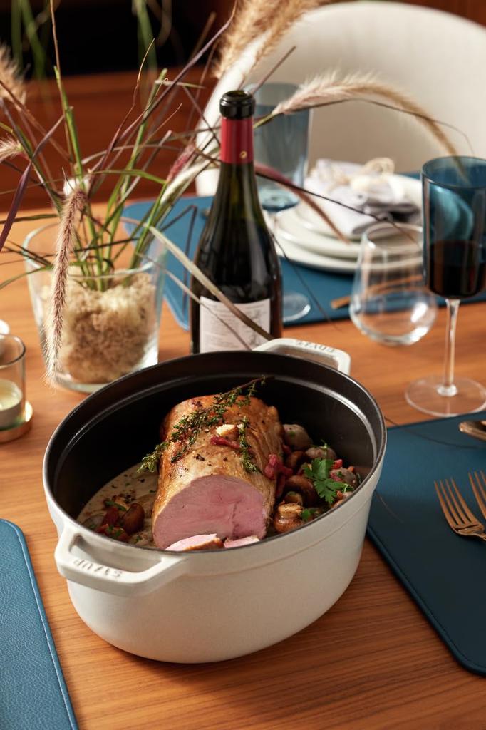 STAUB 33 см овальная чугунная кокотница белый трюфель