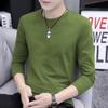 Мужской пуловер с круглым вырезом и длинным рукавом приталенного силуэта – Большой размер, однотонная повседневная футболка для весны и осени.