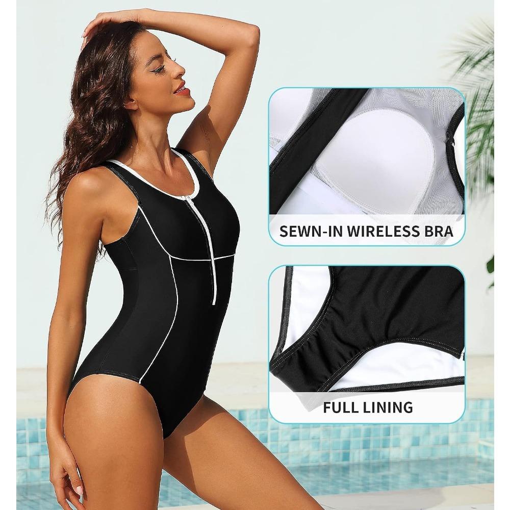 CHARMLEAKS Women Athletic One Piece Swimwear Lap Swimming Competition Swimsuit Racerback Bathing Suit