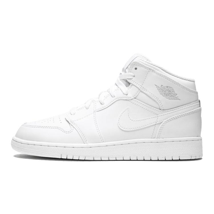 (GS) Air Jordan 1 Retro Mid 'Triple White' Kids' 554725-104