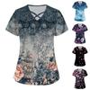 Women's Short Sleeve Stagger V Neck Print Pocket Dry-nurse Top