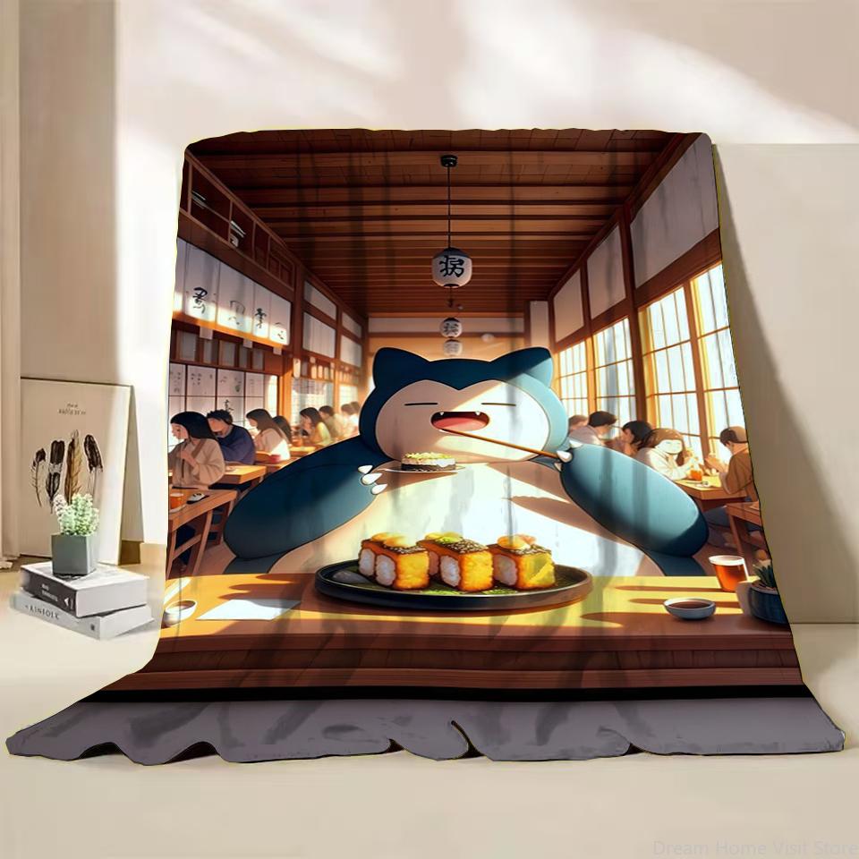 Фланелевое пушистое флисовое одеяло Pokemon Snorlax для дома, спальни, кровати, дивана, офиса, детское покрывало, взрослое мягкое одеяло, милый подарок для ребенка