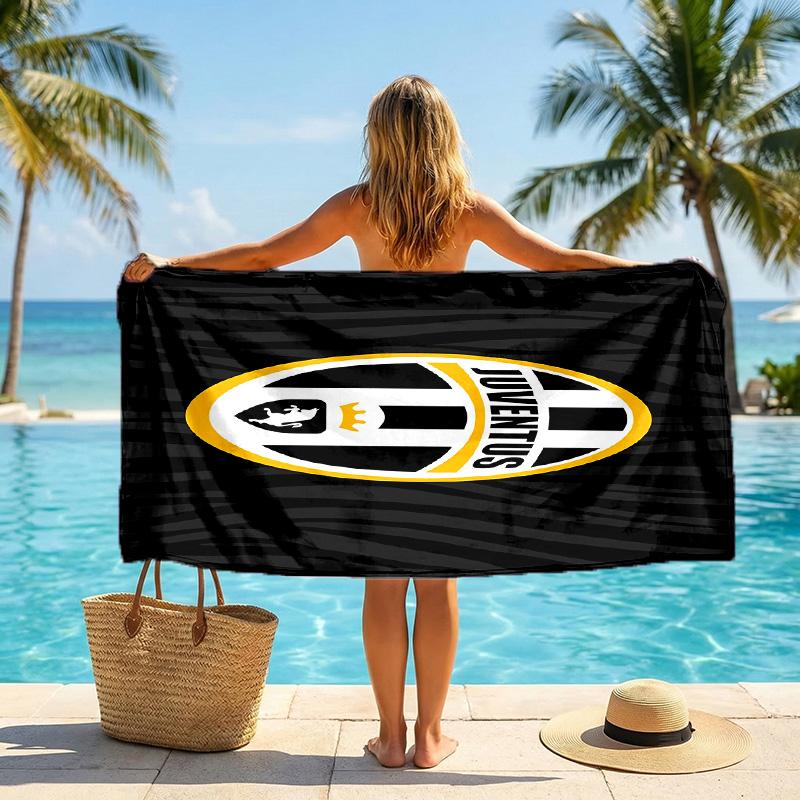 Пляжное полотенце Juventus FC Мягкое из микрофибры Летнее полотенце Быстросохнущее Впитывающее полотенце для пляжа Бассейна Путешествий