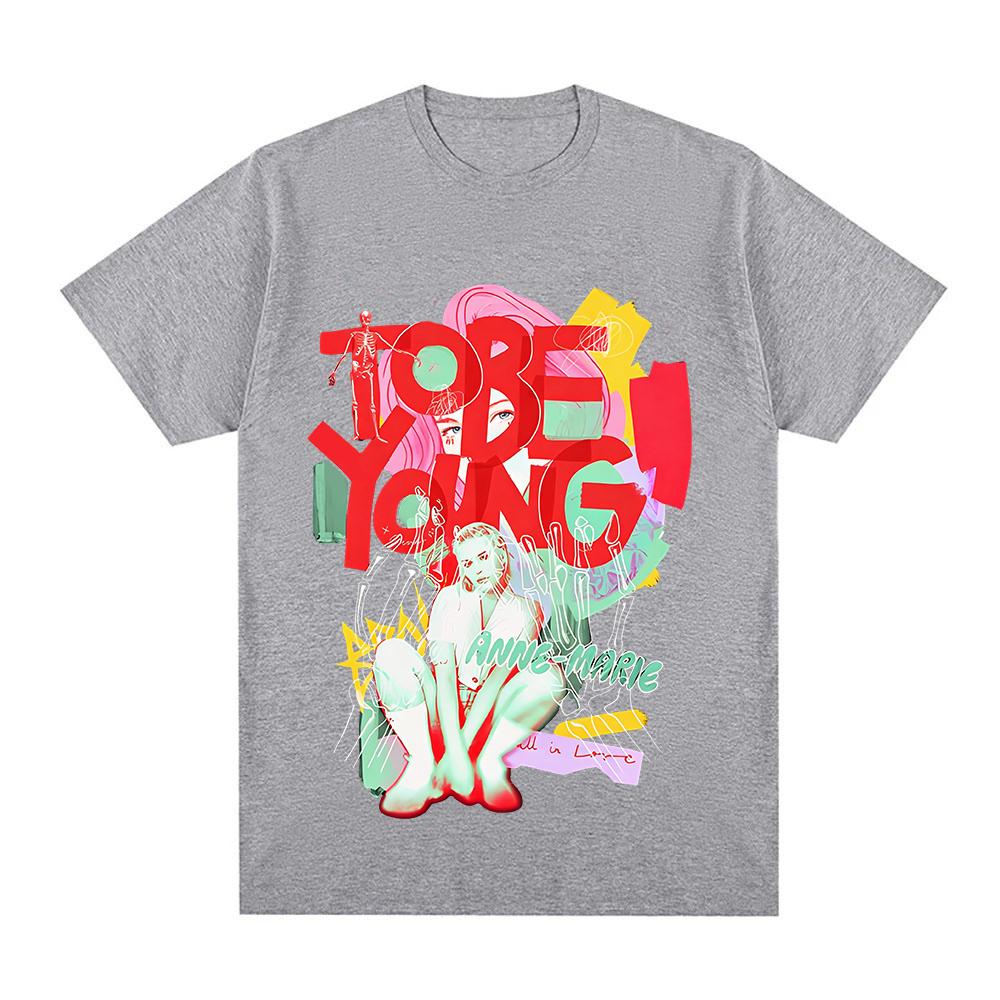 Футболка Anne-Marie Модный Графический Принт Camisetas Удобный Хлопок Футболки с Круглым Вырезом Женская/Мужская Летняя Одежда с Коротким Рукавом