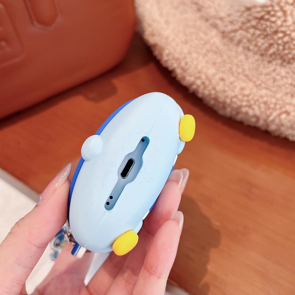 Cute 3D Cartoon Animal Blue Penguin Bird Earphone Cover for Airpods 4 3 2 1 Pro2 Pro3 Case Silicone Headset Cases