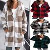 Зимнее женское клетчатое пальто с длинным рукавом, модное женское повседневное теплое свободное женское пальто с капюшоном