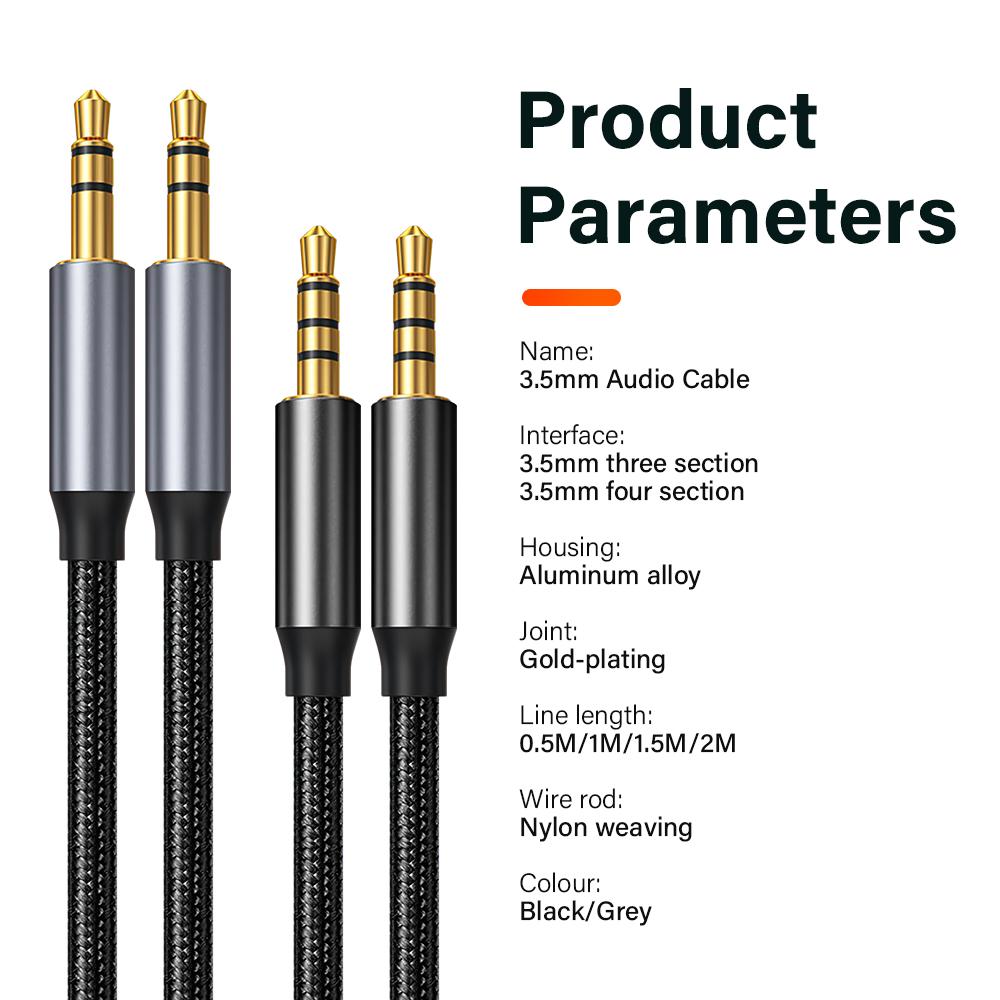24k Gold Plated 3.5mm Aux Cable 4 Pole TRRS TRS Auxiliary Male to Male Stereo Jack HiFi Support Microphone Function Audio CableGood product