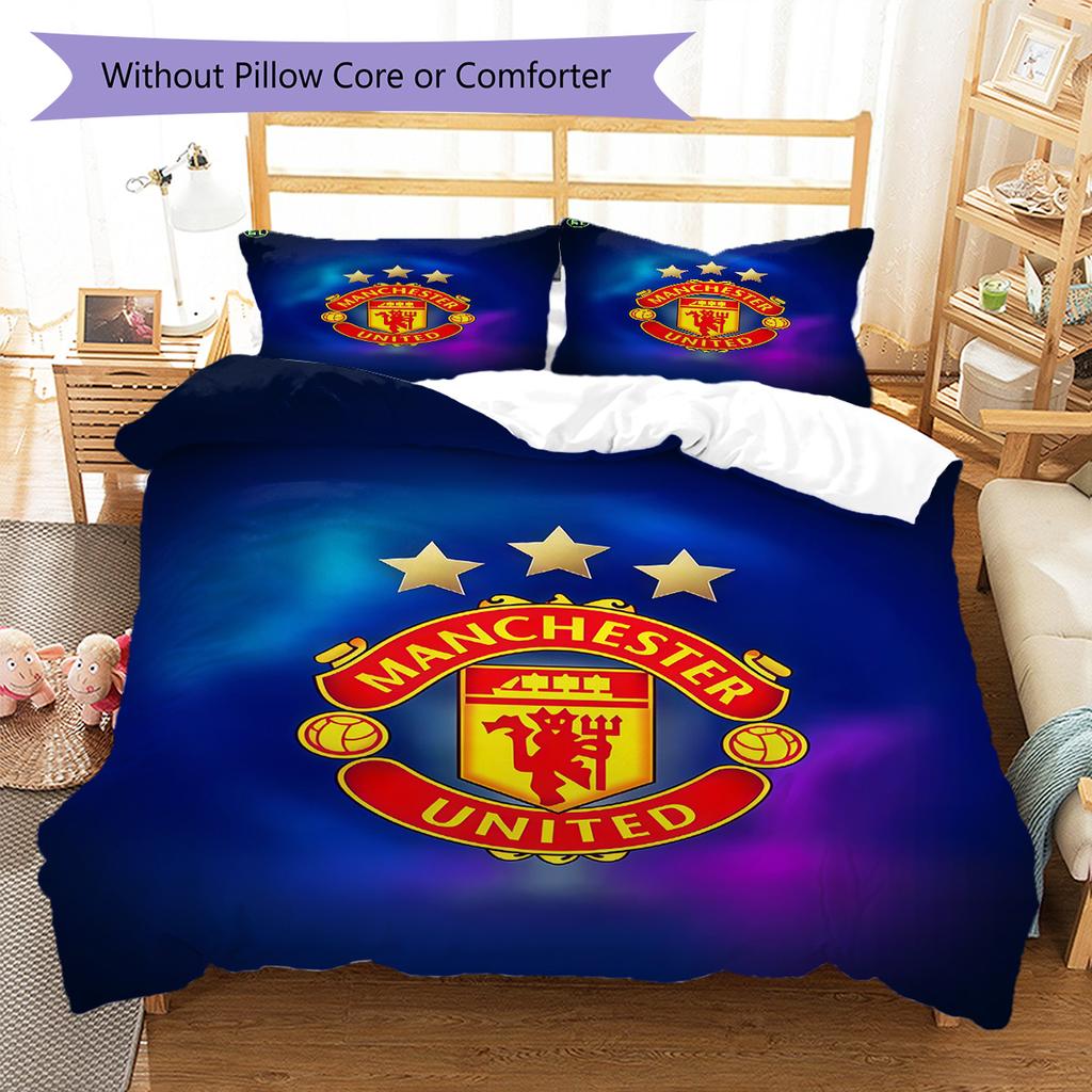Манчестер Юнайтед Постельное белье Комплект одеял Покрывало Наволочка Домашний Декор Подарок на День Рождения (1 пододеяльник + 2 наволочки, без наполнителя)