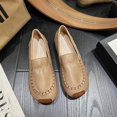 Ретро туфли Doudou на плоской подошве женские 2025 осень новые универсальные мягкая подошва удобные на одной педали ленивые одинарные туфли женские