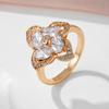 Kinel блестящее циркониевое кольцо в форме цветка для женщин, цвет розового золота, роскошные ювелирные изделия, подарок