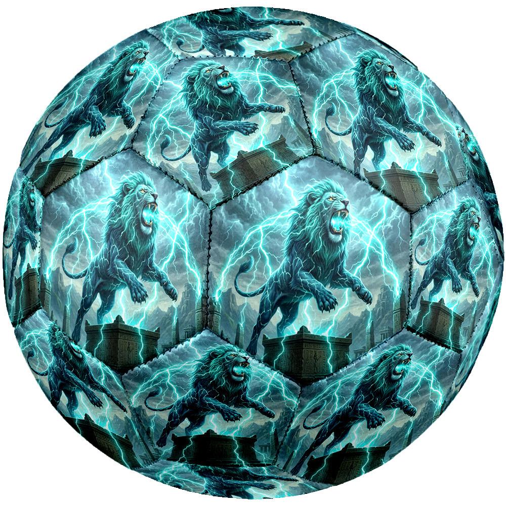 1pc Electric Lion Storm Theme Soccer Ball Football, Size 5, Lightweight PVC, Durable Outdoor Training Soccer Ball, Gift m61493