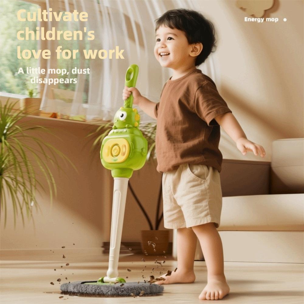 Microfiber Pad Simulation Cleaning Mop Toy Light and Sound Kids Play Mop Toddler Activity
