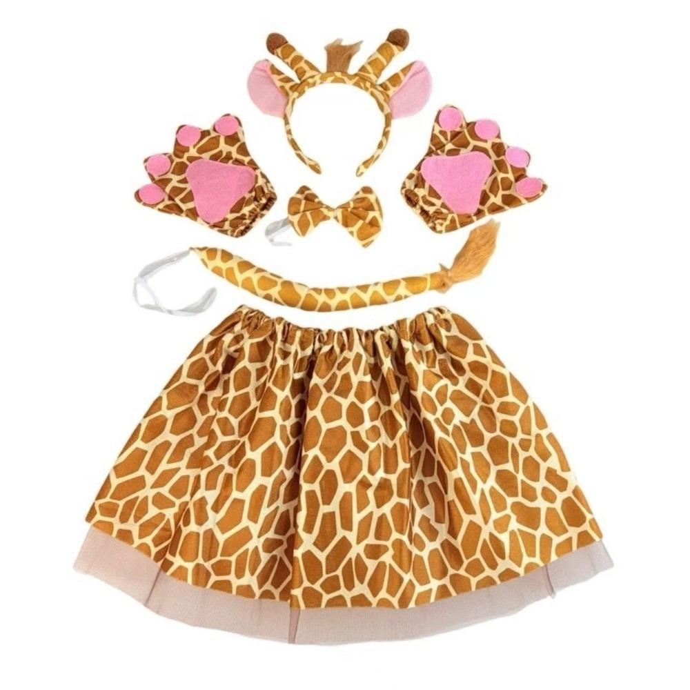 Giraffe Skirt Headband Bow Children Short Dress Themed Carnival Event