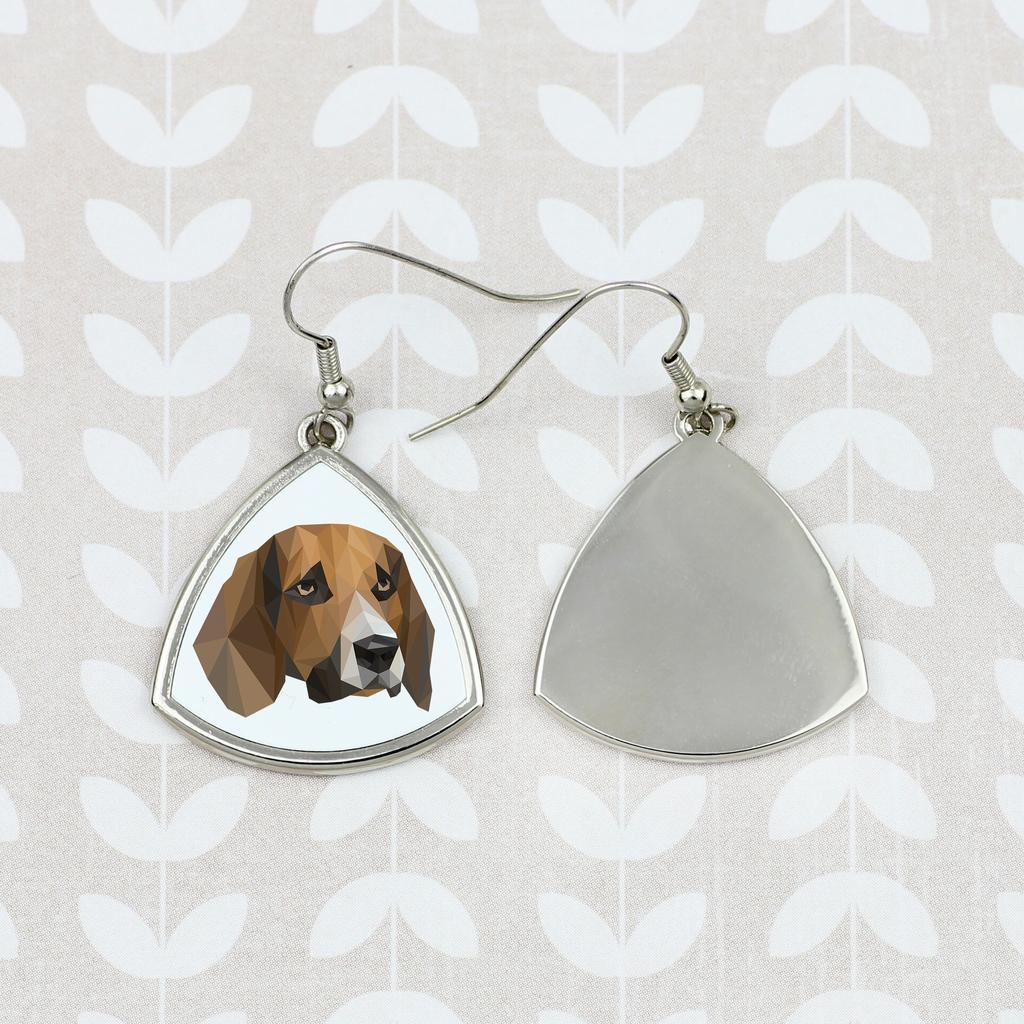 Beagle -Kolczyki Ze Zdjęciem I Napisem Geometryczne Pies Art-Dog