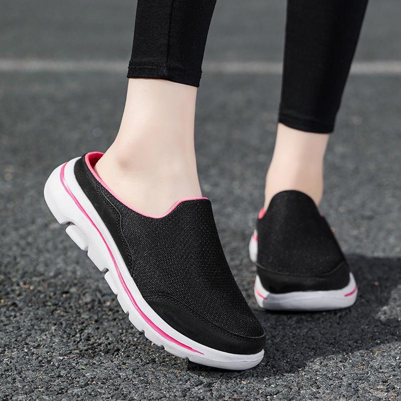 Men/Women's Interior Slippers Men's Half Slippers Summer Mesh Meter-breathable Men's Black Slippers