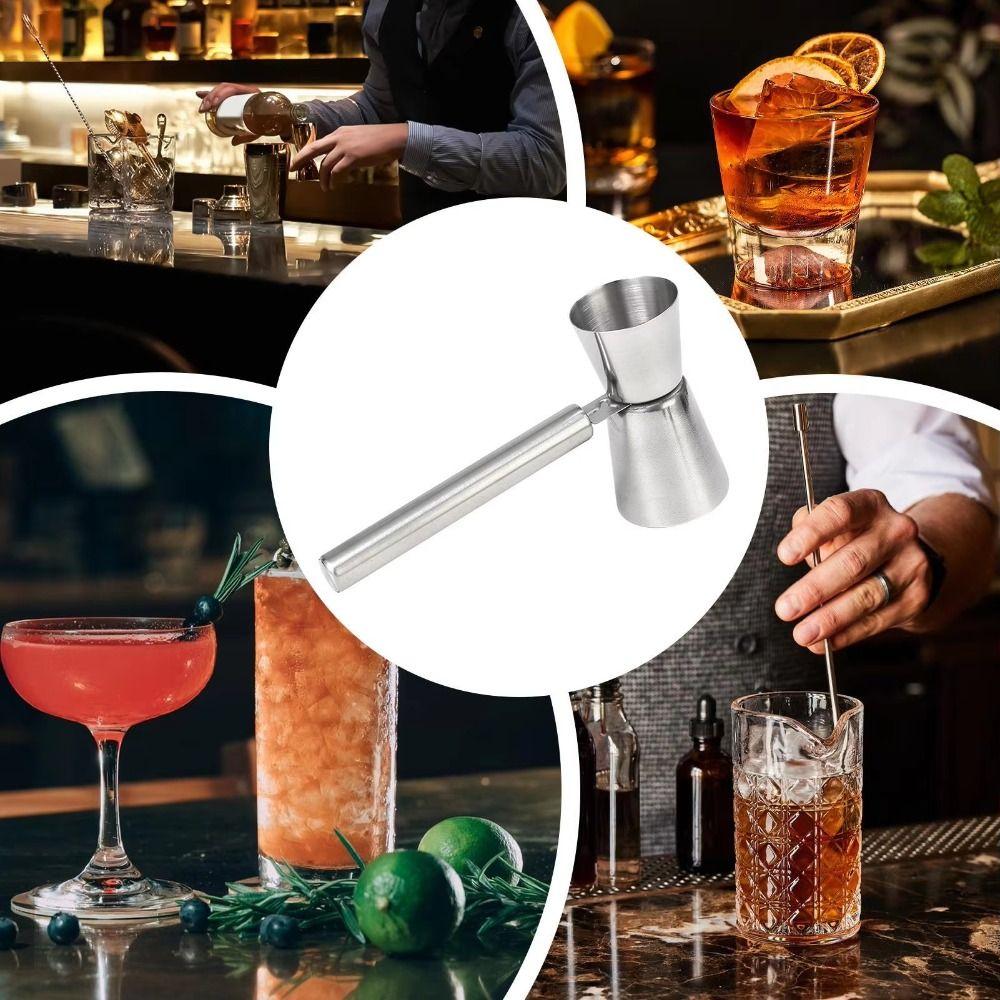 304 Stainless Steel Cocktail Jigger Comfortable Grip Bar Measure Tools Drink Mixing