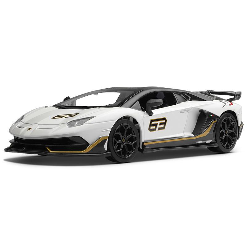 1/24 Lamborghini Aventador SVJ63 Металлическая модель Металлическая модель автомобиля Звук и свет Детская игрушка Коллекционные предметы Подарок на день рождения