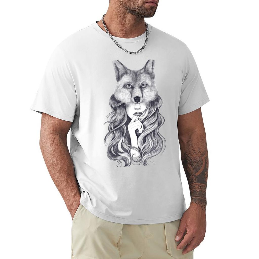Fox In The Soul On Black Tshirt Fashion Simple Casual Tee Shirt