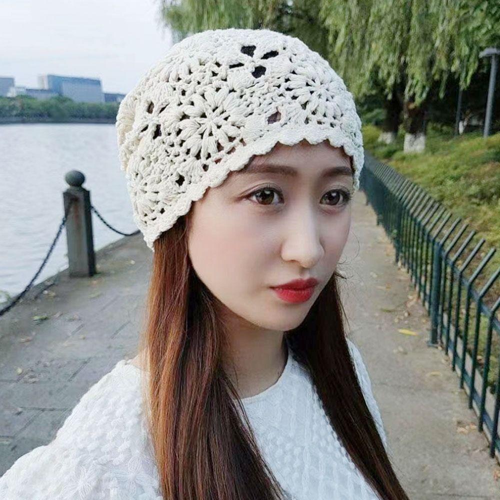 Повседневная беретная кепка с выдолбленным солнцезащитным козырьком, дышащая вязаная шапка для женщин