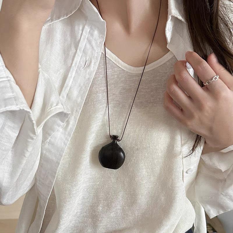 1 шт. Кулон-фляга для вечеринок Деревянное Модное Длинное Ожерелье Повседневные Украшения для Женщин Элегантное Регулируемое Винтажное Этническое