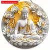 1pc 2d Flat Buddha Art Sign - Round Wooden Sign - 20cm Suitable for Home Living Room, Restaurant, Office, Garage, Bar, Coffee Shop Decoration, Gift