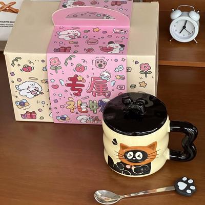 Милая милая керамическая кружка с крышкой для подарка на день рождения девочкам, практичный сувенир для подруг, подарочная коробка