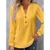 Autumn Winter Women's Long Sleeved Solid Color V-neck Button T-shirt Top T-Shirts Women’s