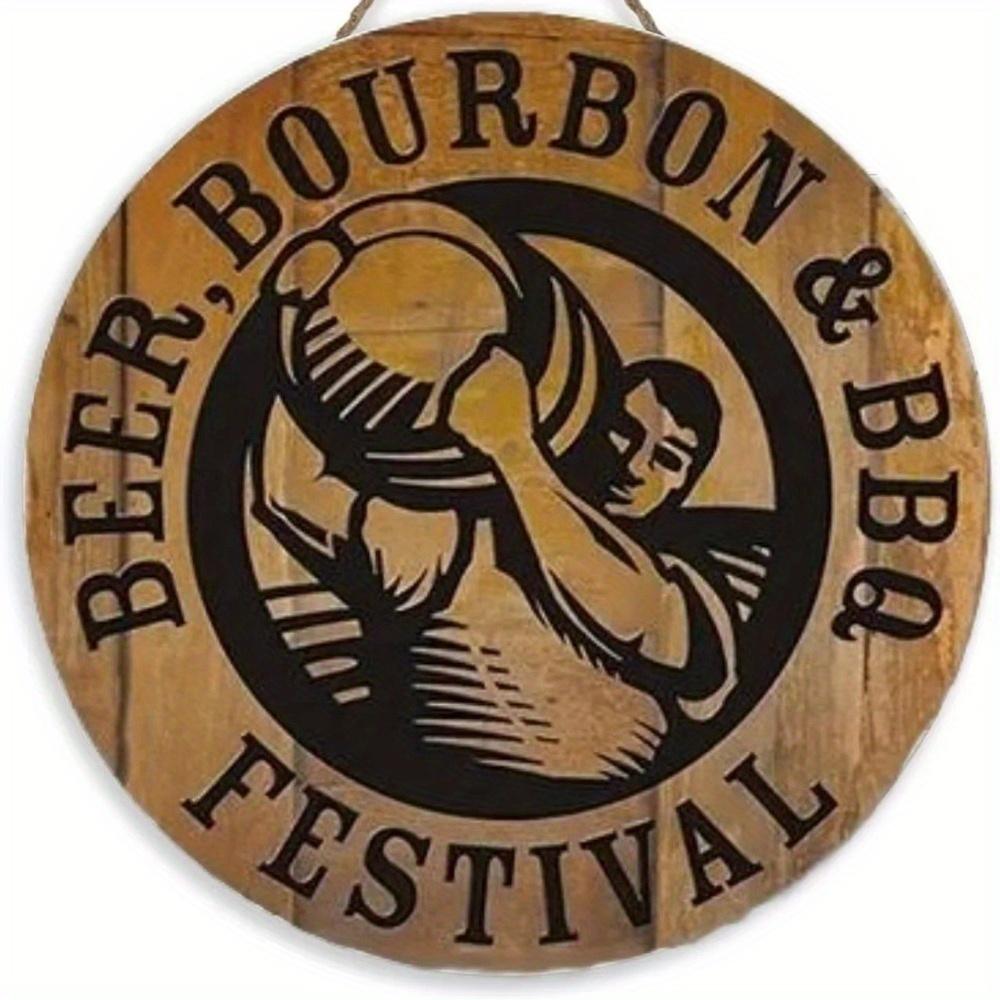 1 шт. 2d плоский круглый деревянный знак для зоны барбекю - 20 см, декоративная доска для вечеринки на открытом воздухе в стиле ретро с изображением папы-барбекю, слоган с правилами барбекю в стиле ретро, украшение для дома и гаража