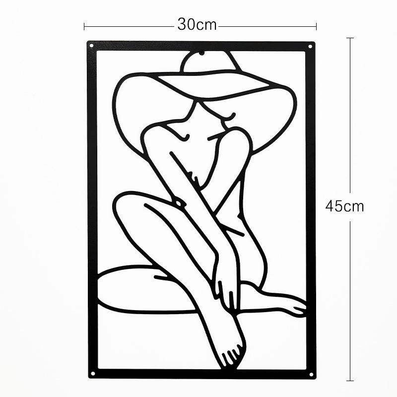 Metal Wall Painting Iron Wall Hanging Decoration Nordic Woman Silhouette Home Decor Macrame Wall Ledges Living Room Decor Gift