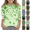 Улица. Топы с принтом ко Дню Святого Патрика для девочек-подростков 4-11 лет, футболки с круглым вырезом и рукавами 3/4, модные топы, футболки для наряда