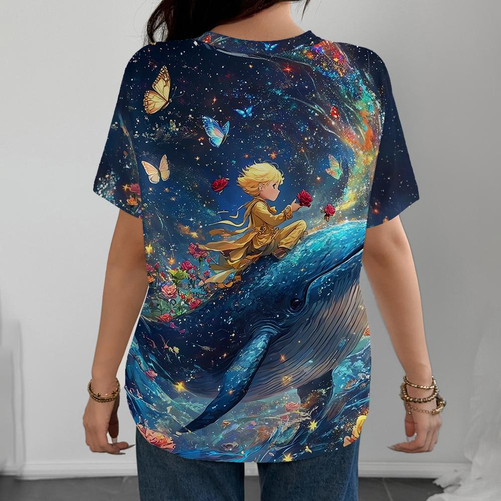 Women's T-shirt Casual Fashionable And Comfortable Deep Blue Short Sleeve