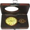 Карманные часы с цепочкой и деревянной коробкой, удобные в морском стиле, из старинной кожи и латуни
