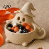 Ghost Snack Container 3D Printed Halloween Bowl, Trick or Treat Candy Theme Ornament Serving Decorative Storage Tray Dish, Party Supplies Versatile