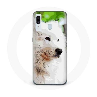 Coque - Samsung - Galaxy A20 - Souple - Chien Samoyède - Blanc