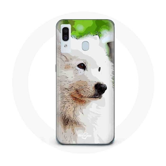 Coque pour Samsung Galaxy A30 Chien Samoyède Blanc