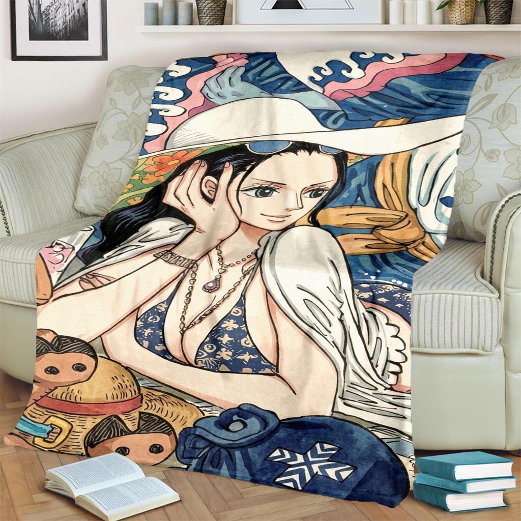 Cozy Flannel Blanket "ONE PIECE" Cartoon for Bedrooms, Sofas and Travel Use