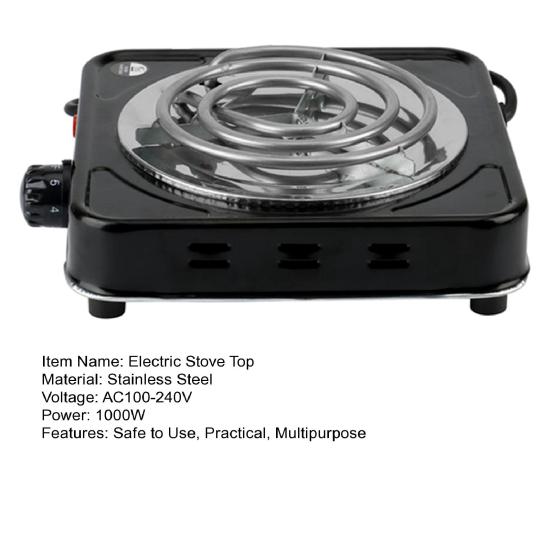 1000W Countertop Single Coiled Burner Electric Hot Plate Overheating Protection Easy To Clean Portable Electric Single Burner