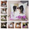 Printed Pillowcase Sofa Home Car Cute Pet Animal Cushion Cover Spanish Papillon Dog Pillowcase Decoration