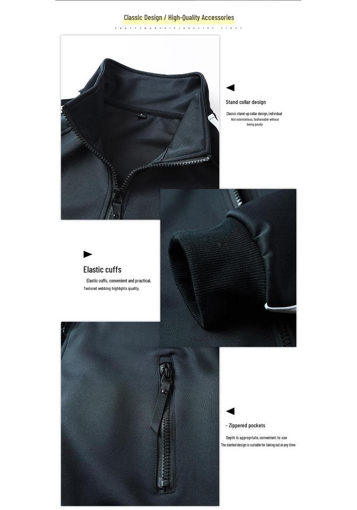 Men's Slim Fit Three Stripes Stand Collar Sports Jacket