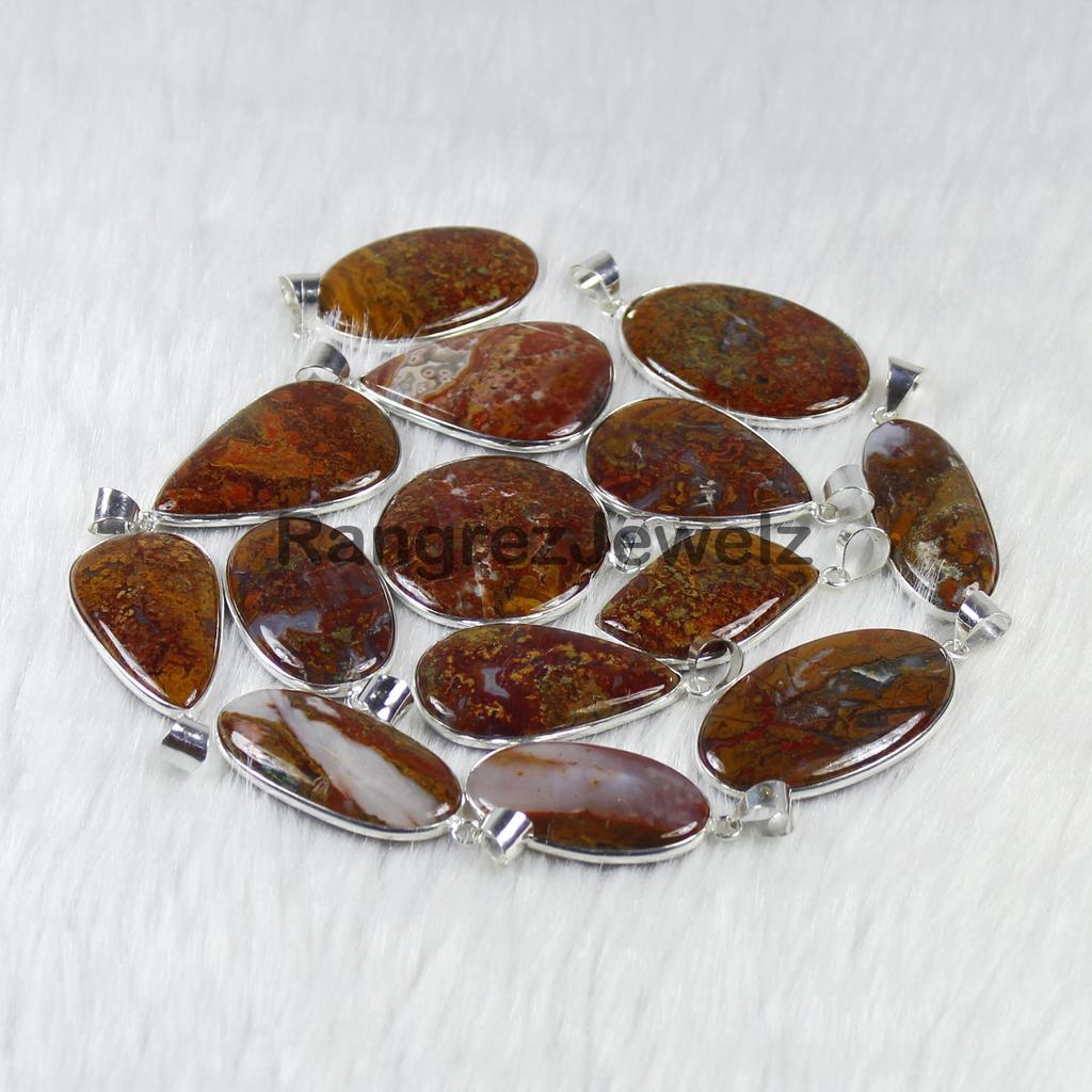 Seam Agate Gemstone Pendant Bulk Wholesale Bezel Pendant Necklace Sterling Silver Jewelry Pendant Boho Pendant Jewelry Hand Polished Necklace