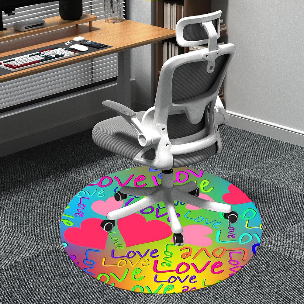 1pc Love Hearts Chair Carpet for Office Machine Washable Rug for Office, Good Gift for Family or Friends yy251225243