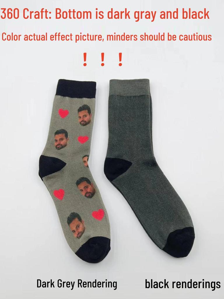 Пользовательские 3D Носки до середины икры для пары с логотипом - Креативный осенне-зимний тренд, Персонализированный дизайн с изображением