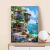5d DIY Diamond Painting Cross Stitch Seaside Restaurant Scenery Diamond Embroidery Mosaic Full Round Drill Home Decor