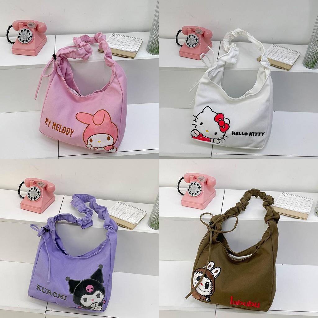 Hello Kitty Melody Kuromi Canvas Shoulder Bag With Stitching Details For Student And Outing