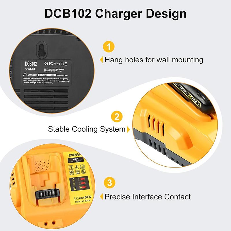 DCB102 Double Charger For 10.8V 12V 14.4V 20V Lithium Ion Battery Pin DCB203 DCB204 DCB205 DCB118 DCB105 DCB107 DCB11
