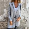 Fall Winter Women Coat Hooded Button-down Solid Color Thick Pockets Loose Cardigan Mid Length Outdoor Travel Shopping Dating Overcoat